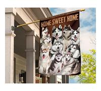 Drapeau De Jardin Ésistantes À La Décoloration Drapeaux De Vacances Coupe-Vent Et Étancheune Jardin Signe Décoration Pour Balcon Maison Porche Malamute D'Alaska Réaliste, Home Sweet M