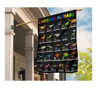 Drapeau De Jardin Ésistantes À La Décoloration Jardin Signe Coupe-Vent Et Étancheune Drapeau De Décoration Décoration Pour Balcon Maison Alphabet De Dinosaures Colorés, Animaux Mignons M