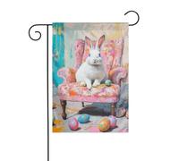Drapeau de jardin esthétique rose œuf de Pâques lapin preppy 30 x 45 cm vertical double face ferme vacances décorations extérieures drapeau cour drapeau