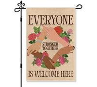 Drapeau de jardin « Everyone Is Welcome Here » - Pour protestation et résistance à l'extérieur, panneau de cour d'inclusion et d'égalité