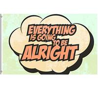 Drapeau De Jardin Everything Is Going To Be Alright Retro Quotes Saying Pride Flag Amusante Drapeau De Bienvenue Antifouling Drapeaus Décoratif Pour Pelouse Patio Cour 152X90CM