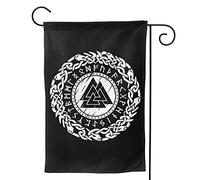 Drapeau de jardin extérieur - 30 x 45 cm - Bouclier viking avec runes du Nord - Alphabet celtique scandinave - Impression double face - Décoration d'intérieur