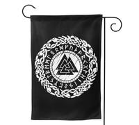Drapeau de Jardin Extérieur, 70x100cm, Panneau Viking avec Runes du Nord, Alphabet Vieux Nordique Motif Tressé Scandinave Celtique Impression Décoration de la Maison Panneau de Cour, Bannière