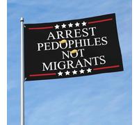 Drapeau de jardin extérieur « Arrêtez les pédophiles et les migrants » (90 x 150 cm) - Décoration simple face