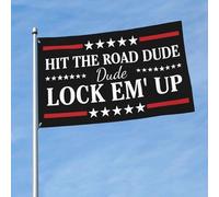 Drapeau de jardin extérieur « Hit The Road Dude Lock Em' Up » (90 x 150 cm) - Décoration simple face