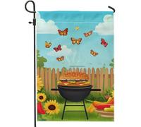 Drapeau de jardin extérieur printemps-été, bannière de barbecue papillon coloré, bannière double face en toile de jute, décoration de pelouse, décoration de vacances, arrière-cour, 30,5 x 45,7 cm