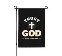 Drapeau de jardin « Faites confiance à Dieu avant tout » - Drapeau de jardin fantaisie 30 x 45 cm - Drapeau de maison double face pour l'été