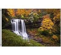 Drapeau De Jardin Falls Autumn Waterfalls Mountains Seasonal Natural Water Landscape Garden Flag Premium Drapeaus Décoratif Antifouling Drapeau De Bienvenue Pour Patio Pelouse Pavillon 152X90CM
