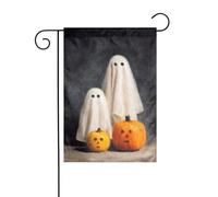 Drapeau de jardin familial de petits fantômes 30 x 45 cm vertical double face ferme vacances décorations extérieures drapeau de cour