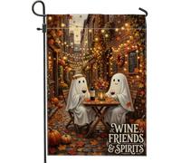Drapeau de jardin fantaisie avec citation Ghost Wine Friends 30,5 x 45,7 cm