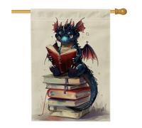 Drapeau de jardin fantaisie avec dragon bleu - Bannière double face en toile de jute pour décoration de pelouse extérieure - 71 x 101 cm