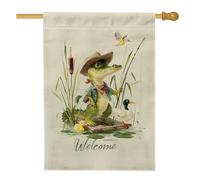 Drapeau de jardin fantaisie en forme d'alligator, bannière de décoration extérieure en crocodile de dessin animé, drapeau de bienvenue d'été pour pelouse et porche, décoration de cour de style animal