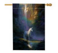 Drapeau de jardin fantaisie en forme de cheval magique, décoration extérieure, bannière double face en toile de jute pour fête de printemps et d'été, décoration de cour à thème enchanté, 71 x 101 cm