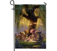 Drapeau de jardin fantaisie en forme de dragon, créatures fantastiques pastel, décoration d'extérieur, bannière double face en toile de jute pour fêtes de printemps, thème conte de fées enchanté, 30,5