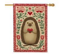 Drapeau de jardin fantaisie en forme de hérisson, bannière de décoration d'intérieur en forme de cœur, drapeau double face en toile de jute pour la Saint-Valentin, décoration de pelouse extérieure, 71