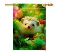 Drapeau de jardin fantaisie en forme de hérisson, bannière florale colorée pour décoration d'intérieur, drapeau double face en toile de jute pour décoration de pelouse extérieure, printemps, été, 71,1