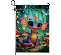 Drapeau de jardin fantaisie fantaisie en forme de dragon, adorable créature mythique, décoration extérieure, bannière double face pour printemps et été, décoration de la maison, 30,5 x 45,7 cm