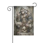 Drapeau de jardin fantaisie Gorilles assis sur crâne humain 30 x 45 cm Vertical double face Ferme Vacances Décorations extérieures Drapeau de cour