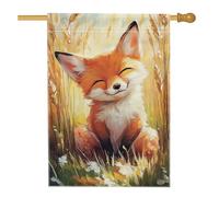 Drapeau de jardin fantaisie renard, bannière de décoration d'intérieur en forme d'animal mignon, drapeau double face en toile de jute, décoration saisonnière de pelouse extérieure 71 x 101,6 cm