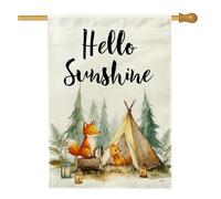 Drapeau de jardin fantaisie renard, beige clair, décoration de camping pour printemps et été, bannière double face en toile de jute pour pelouse, décoration de fête de bienvenue, 71 x 101,6 cm