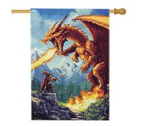 Drapeau de jardin Fantasy Dragon Slayer - Bannière de décoration extérieure en toile de jute double face pour fête d'Halloween, décoration d'intérieur de style médiéval 71 x 101 cm