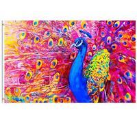 Drapeau De Jardin Feathers Beautiful Peacock Animal Garden Flag Premium Drapeaus Décoratif Couleur Vive Pride Flag Pour Pavillon Pelouse Patio 152X90CM