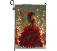 Drapeau de jardin féérique - Ailes de poinsettia fantaisistes de Noël - Rouge - Double face - En toile de jute - Décoration pour extérieur, terrasse, pelouse, porche, balcon - 30,5 x 45,7 cm