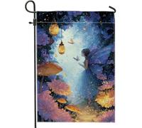 Drapeau de jardin féérique avec papillon enchanté violet - Bannière de décoration d'intérieur - Drapeau double face en toile de jute pour décoration de pelouse - 30,5 x 45,7 cm