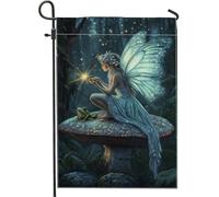 Drapeau de jardin féérique - Papillon enchanté bleu - Décoration d'intérieur - Double face en toile de jute - Décoration de pelouse extérieure charmante - Décoration printanière et d'été - 30,5 x 45,7