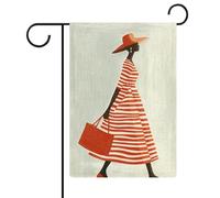 Drapeau de jardin femme africaine à rayures rouges et blanches, drapeau extérieur, drapeau de vacances saisonnières, drapeau double face 30,5 x 45,7 cm
