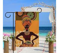 Drapeau de jardin femme africaine pour extérieur, 30,5 x 45,7 cm, drapeau de jardin printemps été, drapeau saisonnier double face, panneau de bienvenue durable pour terrasse, pelouse, cour