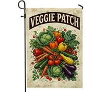 Drapeau de jardin, ferme, chou, carottes rustiques, récolte, vert, double face, petit drapeau de jardin, cour pour extérieur, pelouse, porche, terrasse, entrée, 30,5 x 45,7 cm
