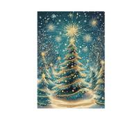Drapeau de jardin festif avec imprimé double face Motif arbres de Noël Feux d'artifice 71 x 101 cm