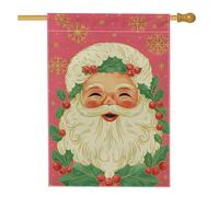 Drapeau de jardin festif du Père Noël, bannière de décoration de vacances, drapeau double face en toile de jute pour décoration extérieure de Noël, 71 x 101 cm