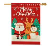 Drapeau de jardin festif, Père Noël rouge, renne, bonhomme de neige, décoration extérieure, bannière double face en toile de jute pour fête de Noël, décoration de pelouse, 71,1 x 101,6 cm