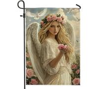 Drapeau De Jardin Fleur De Pêcher Ange D'Été Garden Flag Premium Pride Flag Amusante Drapeau De Bienvenue Pour Patio Pavillon Pelouse 30X45Cm