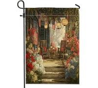 Drapeau De Jardin Fleur Patriotique Été Rouge Blanc Bleu Hortensia Amérique Rustique Pride Flag Couleurs Vives Garden Flag Antifouling Drapeau De Bienvenue Pour Patio Pavillon Pelouse 30X45Cm