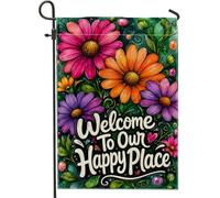 Drapeau de jardin fleuri, feuille de chrysanthème coloré printanier, vert printemps, double face, en toile de jute, drapeaux décoratifs pour extérieur, pelouse, porche, terrasse, entrée, 30,5 x 45,7