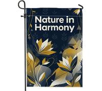 Drapeau de jardin fleuri, nature moderne, feuille, triangle, printemps, bleu marine, double face, drapeaux extérieurs décoratifs pour extérieur, pelouse, porche, terrasse, entrée, 30,5 x 45,7 cm