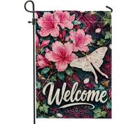 Drapeau de jardin fleuri, papillon, abeille, pêche, double face, en toile de jute pour extérieur, porche, pelouse, terrasse, 30,5 x 45,7 cm