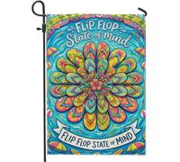 Drapeau de jardin fleuri, parapluie tropical coloré, ballon de plage, bleu été double face, petit drapeau de jardin, cour pour extérieur, terrasse, pelouse, porche, entrée, camping 30,5 x 45,7 cm