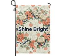 Drapeau de jardin fleuri, ruban floral fantaisie, ruban printemps pêche double face en toile de jute pour extérieur, terrasse, pelouse, porche, entrée, camping 30,5 x 45,7 cm