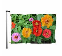 Drapeau De Jardin Fleurs Colorées Feuilles Vertes Bannière Décorative Léger Bannière De Cour 100% Polyester Drapeaux Décoratifs D'Extérieur Pour Faire La Fête Club Procession 90X150Cm