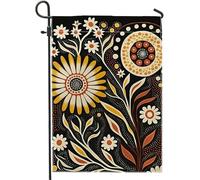 Drapeau de jardin floral abstrait artistique fleur botanique belles feuilles noir jaune lin panneau décoration maison décoration murale extérieur patio jardin intérieur qualité supérieure taille