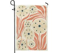Drapeau de jardin floral abstrait printemps été, plante de pissenlit corail, décoration d'intérieur, bannière de cour extérieure, drapeau décoratif double face pour décoration de fête de vacances