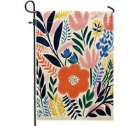 Drapeau de jardin floral aquarelle dessin animé mignon fleurs feuilles botanique beau panneau en lin rose rouge décoration maison décoration murale extérieur patio jardin intérieur Premium taille