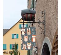 Drapeau de jardin floral avec hibou, lapin, oiseaux, renard, 30,5 x 45,7 cm, pour toutes les saisons, décoration de cour épaisse pour pelouse