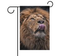 Drapeau de jardin floral avec langue en forme de lion - 30,5 x 45,7 cm - Double face à l'extérieur - Pour anniversaire, mariage, cour - Drapeau extérieur pour famille - Initiale - Décoration