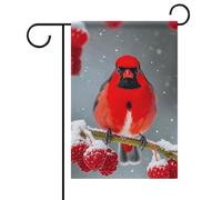 Drapeau de jardin floral avec oiseaux cardinaux et canneberges - 30,5 x 45,7 cm - Double face à l'extérieur - Pour anniversaire, mariage, cour - Pour famille - Nom de famille - Décoration extérieure