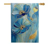 Drapeau de jardin floral bleu, élégant coquelicot pour décoration extérieure, bannière double face en toile de jute pour décoration de la maison printemps été 71 x 101,6 cm